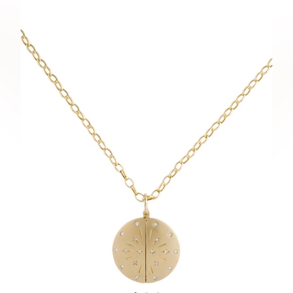 KC DESIGNS 14k Gold and Diamond Winged Starburst Locket, Large - Picture 2 of 4